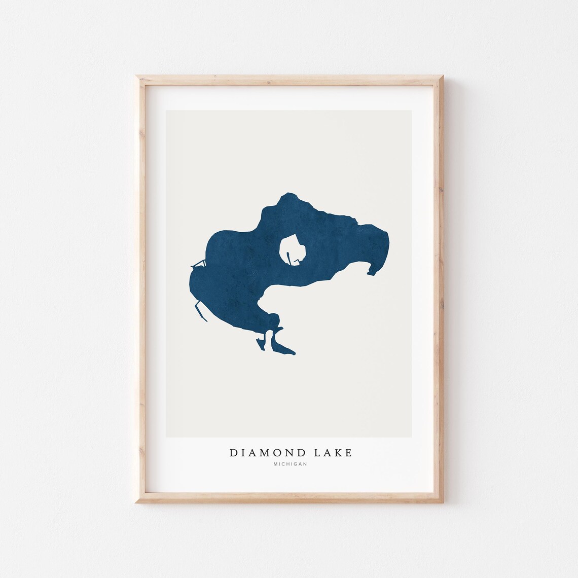 Diamond Lake Map Art Print, Michigan Travel Poster