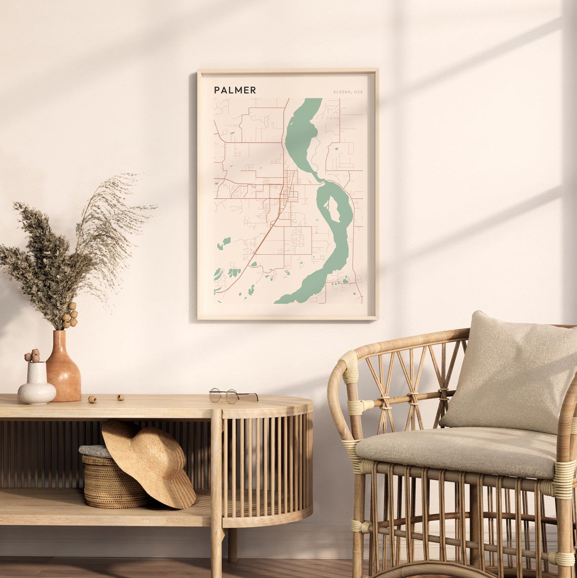 Palmer Alaska Minimalist Line Street Map Modern City Art Poster - Image 2