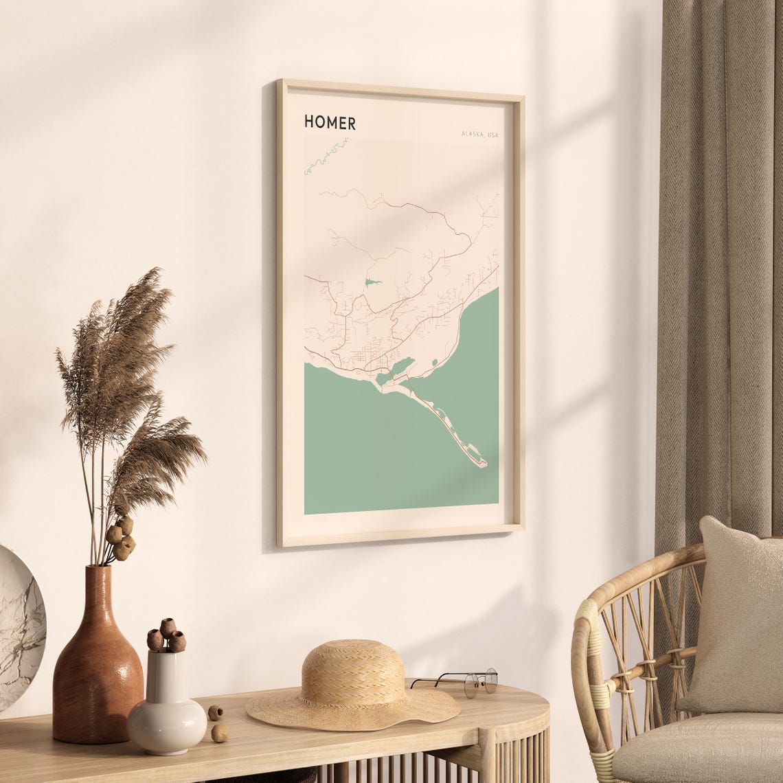 Homer Alaska Minimalist Line Street Map Modern City Art Poster - Image 3