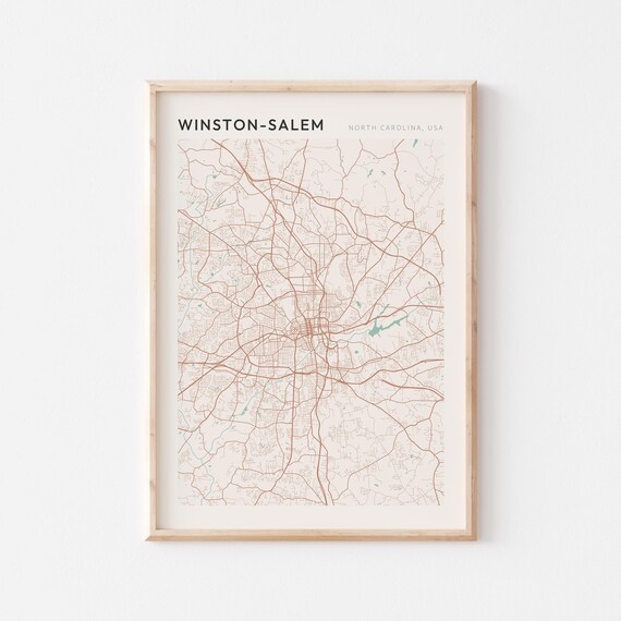 Winston-Salem North Carolina Minimalist Line Art City Map Poster
