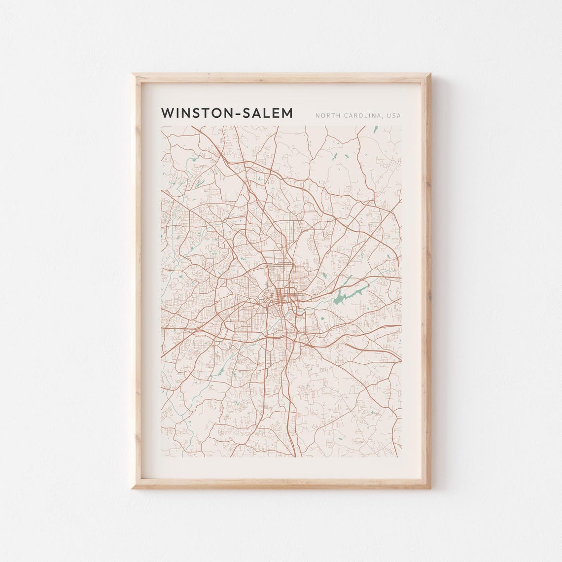 Winston-Salem North Carolina Minimalist Line Art City Map Poster