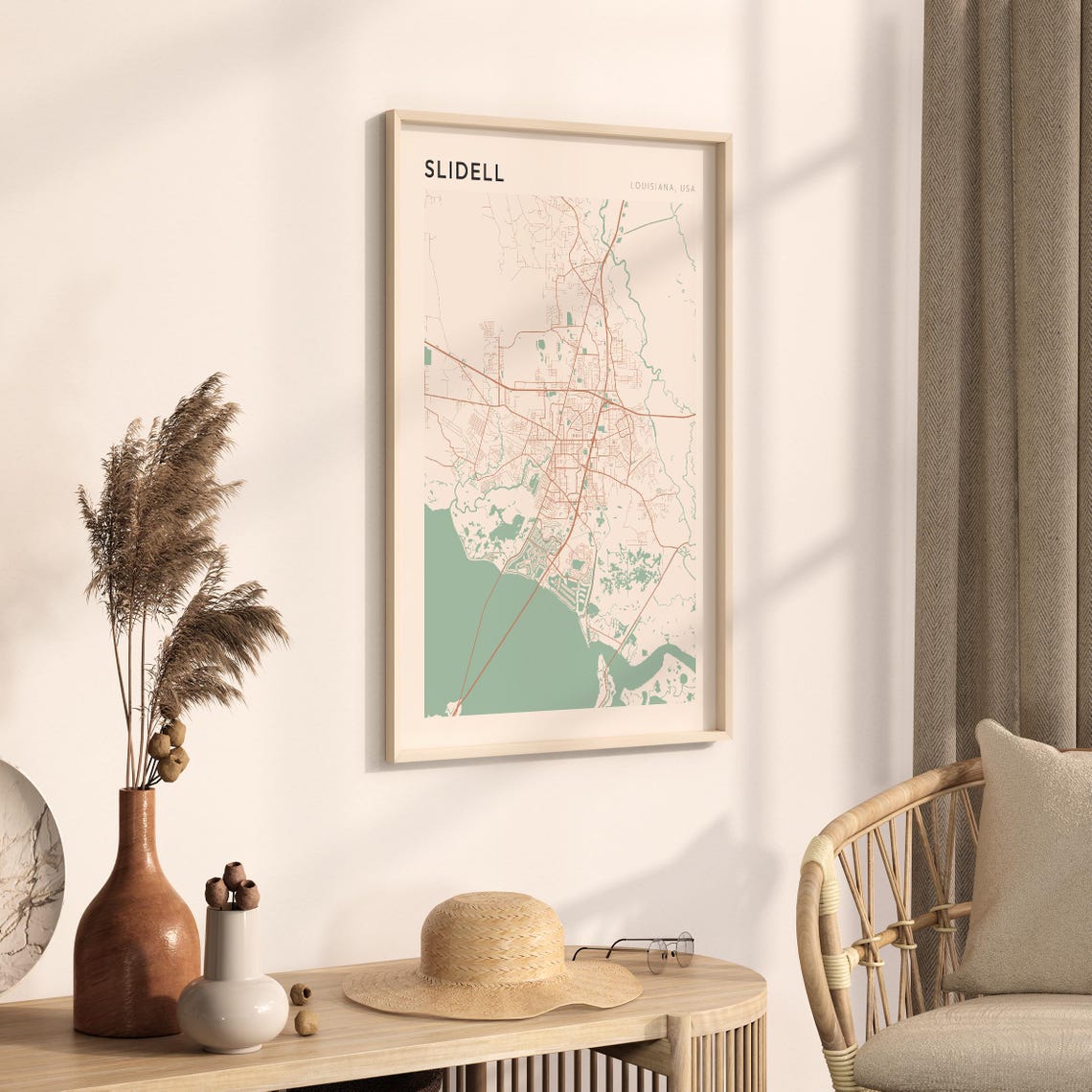 Slidell Louisiana Modern Minimalist City Street Map Art Poster - Image 3