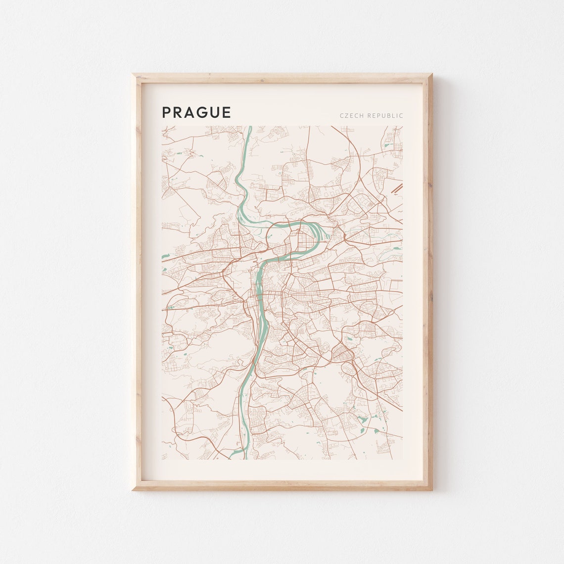 Prague Czech Republic Minimalist City Street Map Art Poster Home Decor