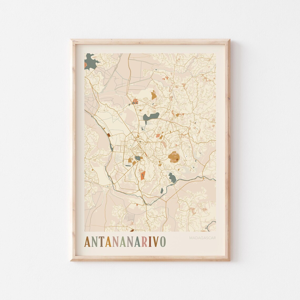 Antananarivo Map Poster Print Wall Art Madagascar Africa Travel Gift Boho Decor