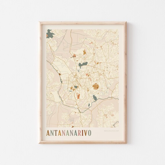 Antananarivo Map Poster Print Wall Art Madagascar Africa Travel Gift Boho Decor