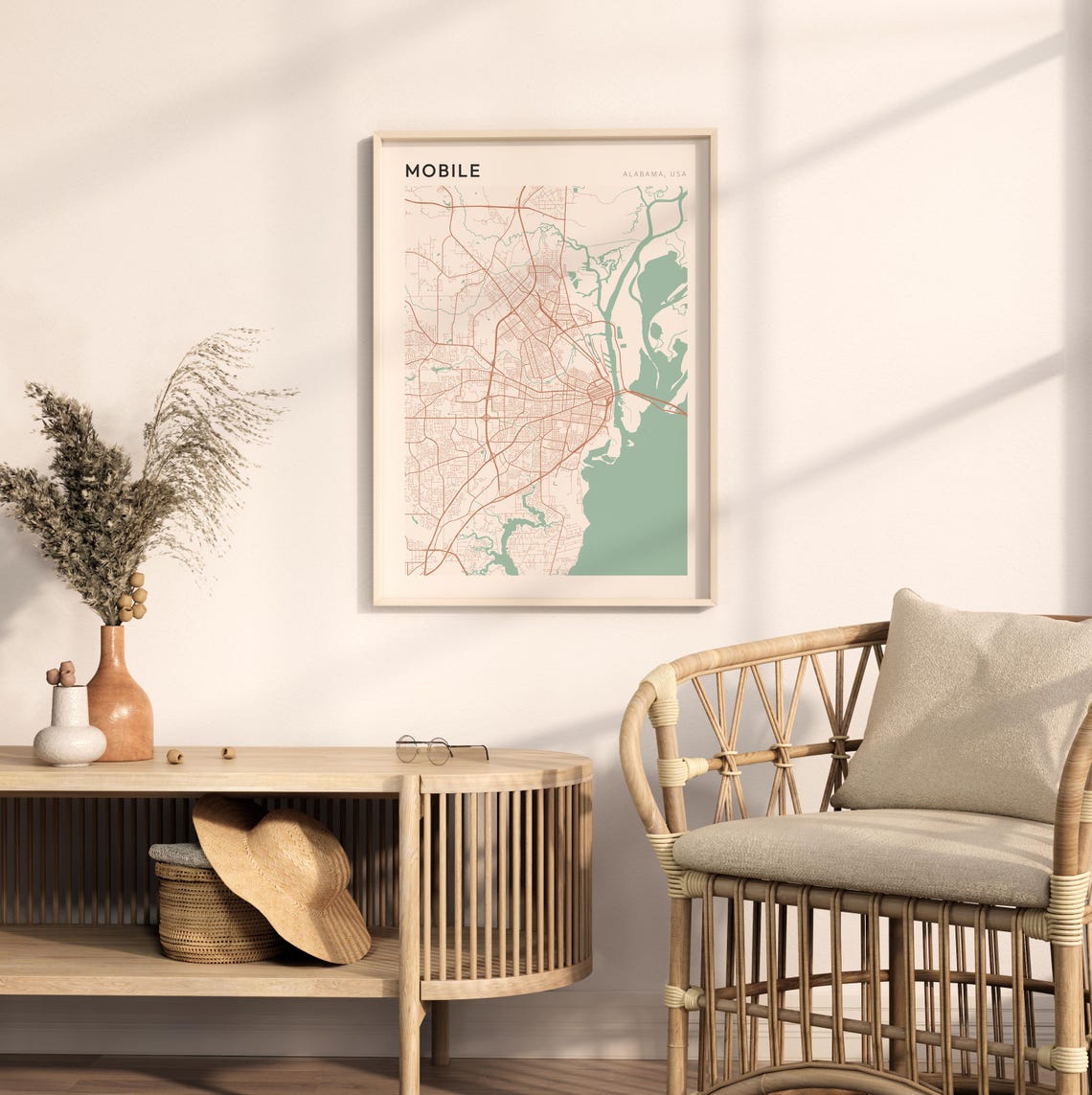 Mobile Alabama Modern Farmhouse City Map Poster for Office Wall Decor - Image 2