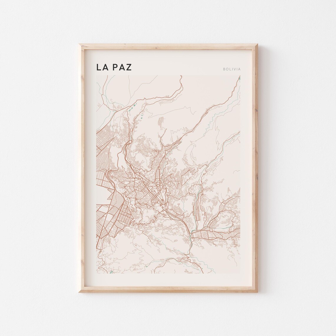 La Paz Map Poster Print Wall Art Bolivia Travel Gift Minimalist