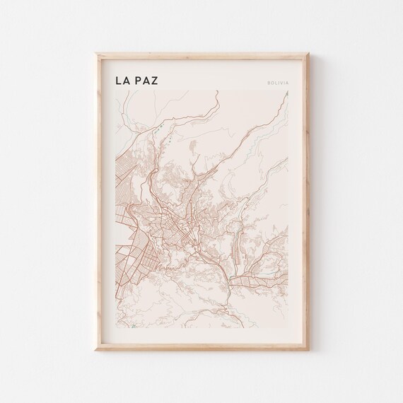 La Paz Map Poster Print Wall Art Bolivia Travel Gift Minimalist