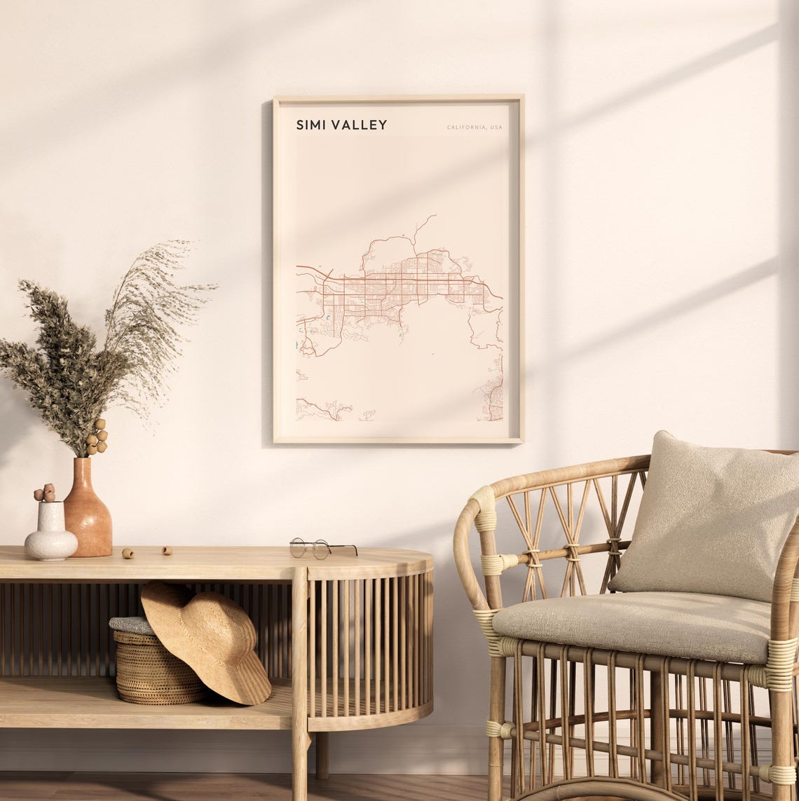 Simi Valley California Minimalist City Street Map Wall Decor Poster - Image 2