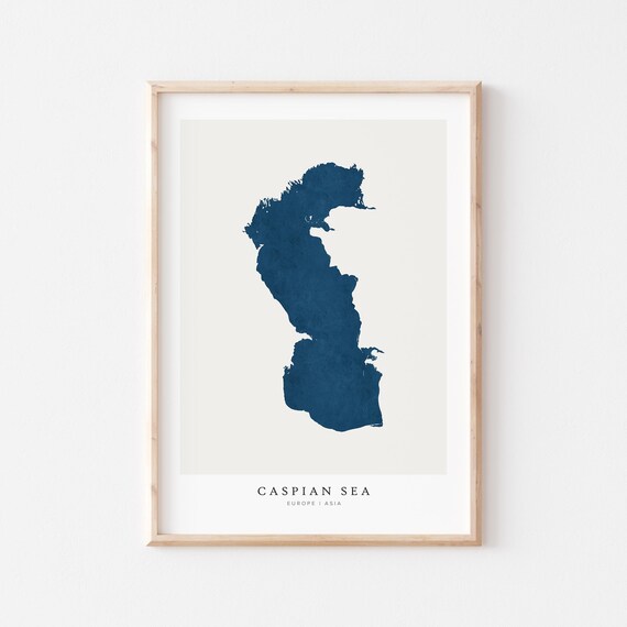 Caspian Sea Lake Map Poster Print, Gift