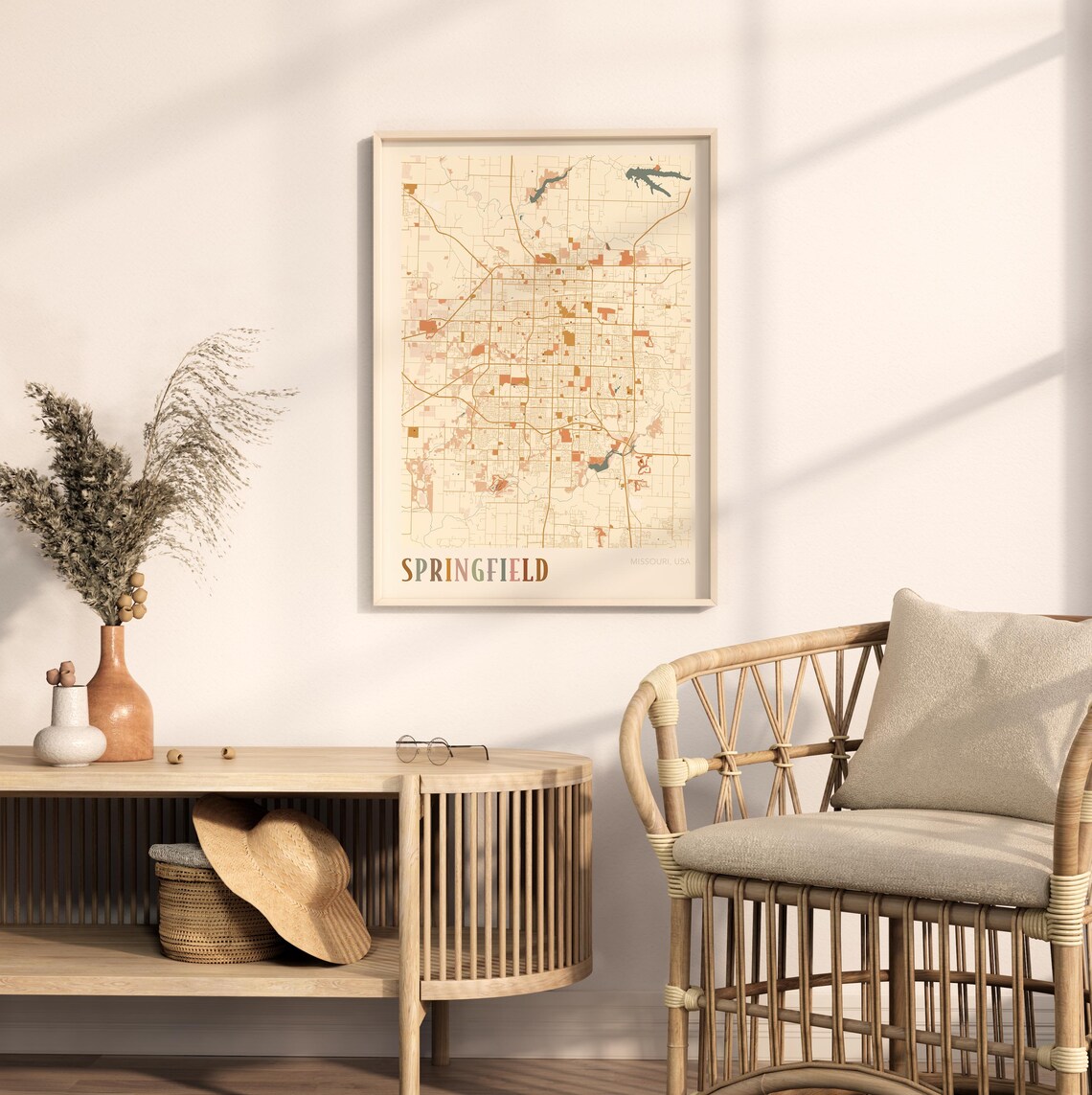 Springfield Missouri Street Map Poster with Colorful Multicolor Typography - Image 2
