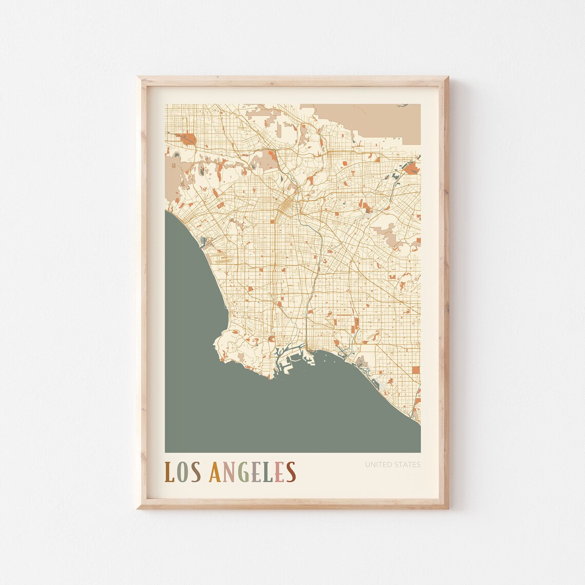 Los Angeles Map Poster, Boho Travel Poster