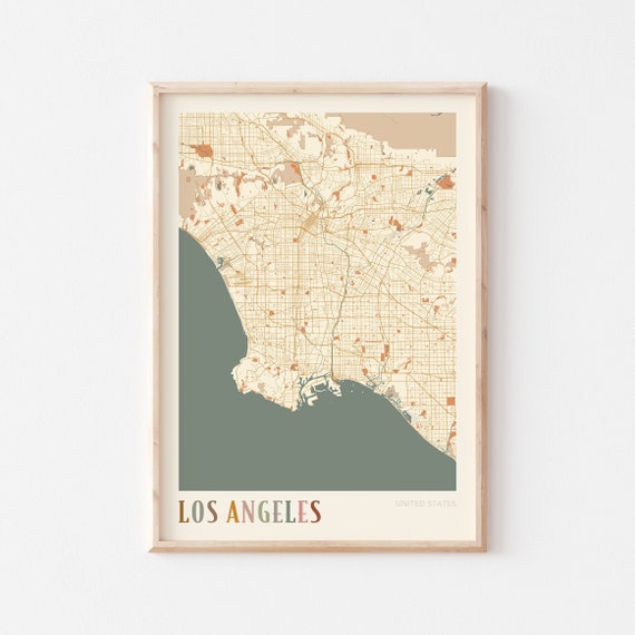 Los Angeles Map Poster, Boho Travel Poster