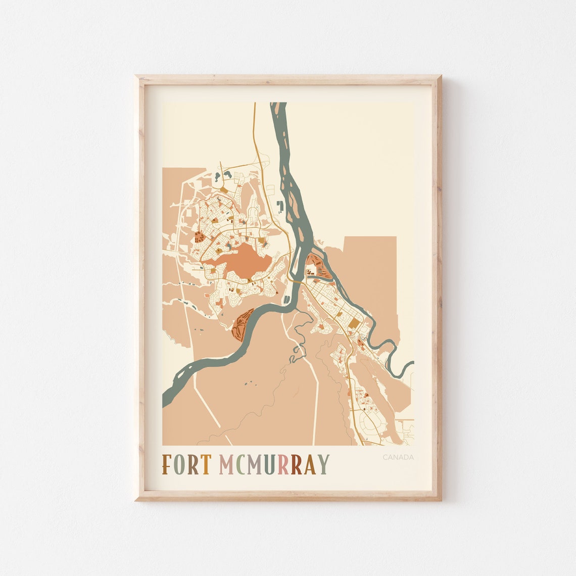 Fort McMurray Canada Warm Terracotta Minimalist City Map Poster Decor