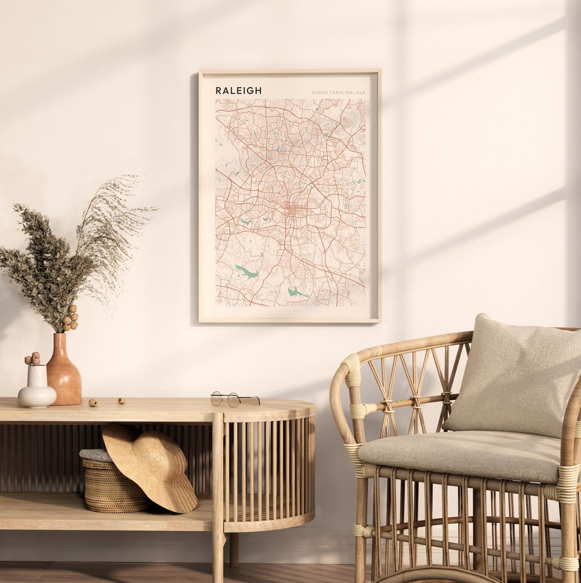 Raleigh North Carolina Minimalist Line Art City Street Map Poster - Image 2