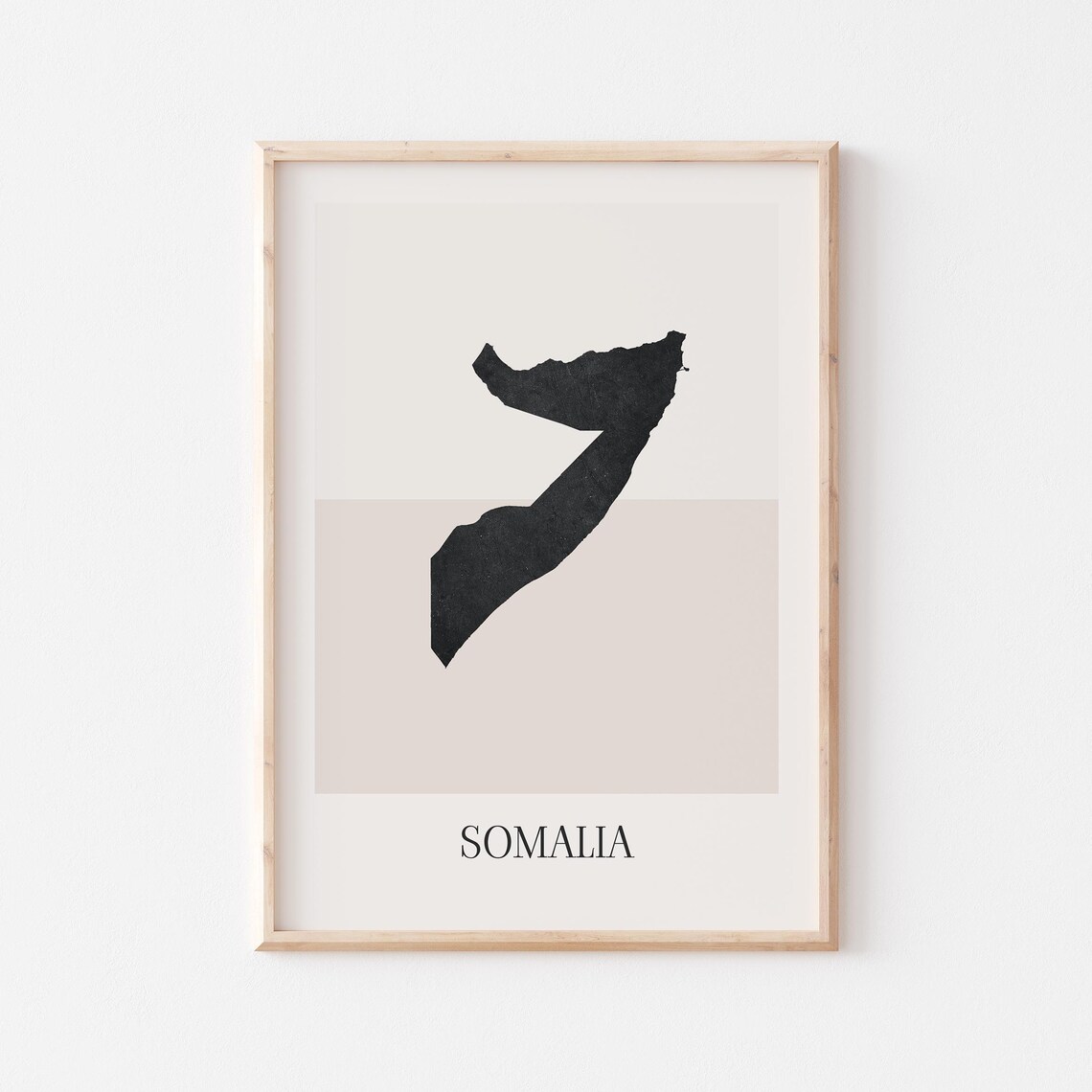 Somalia Country Map Minimalist Boho Silhouette Beige Black Style Poster