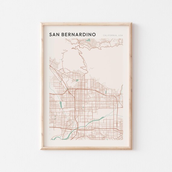 San Bernardino California Minimalist City Street Map Wall Decor Poster