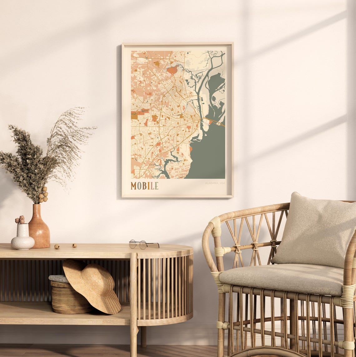 Mobile Alabama Boho City Map Art Poster Gift for Map Collectors - Image 2