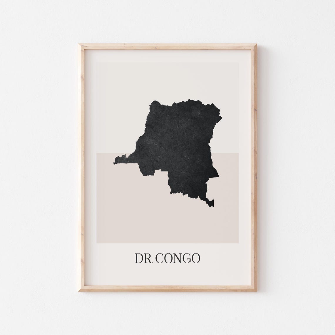 DR Congo Country Map Silhouette Minimalist Black Art Poster for Home