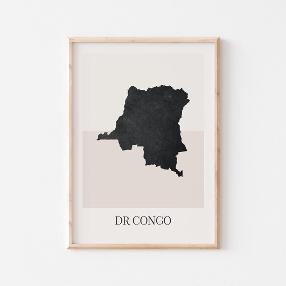 DR Congo Country Map Silhouette Minimalist Black Art Poster for Home