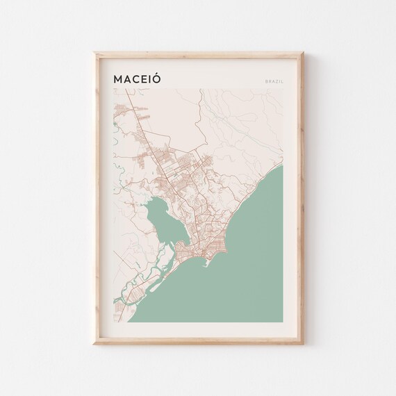 Maceio Map Poster Print Wall Art Brazil Travel Gift Minimalist