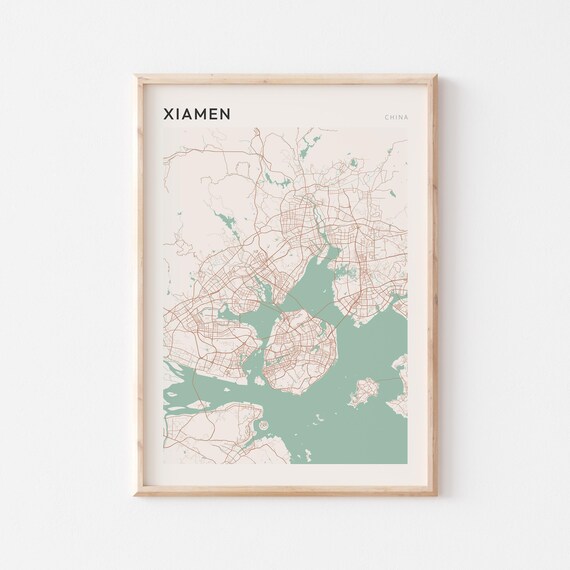 Xiamen Map Poster Print Wall Art China Travel Gift Minimalist