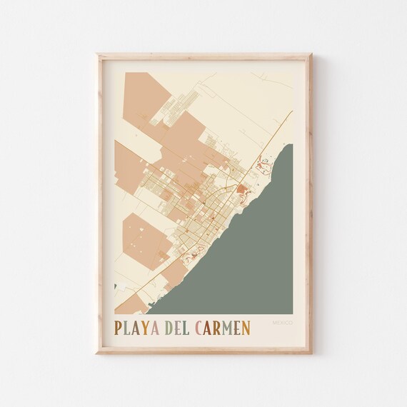 Playa Del Carmen Map Poster Print Wall Art Mexico Travel Gift Boho