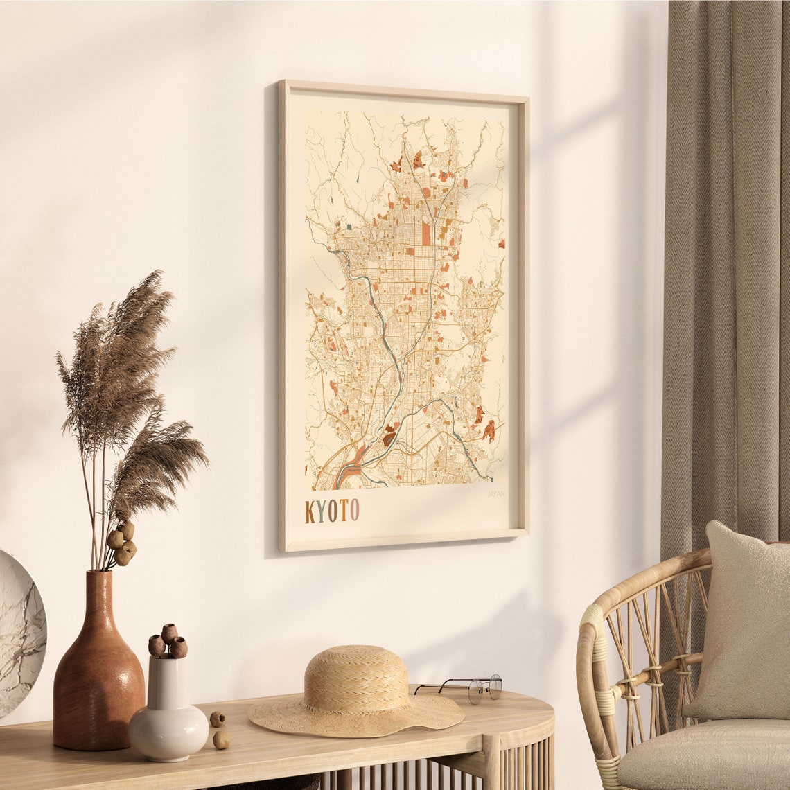 Kyoto Map Poster Kyoto Wall Art Kyoto City Map Map Of Kyoto Kyoto Map Print Kyoto Travel Print Kyoto Japan Boho Wall Art - Image 3