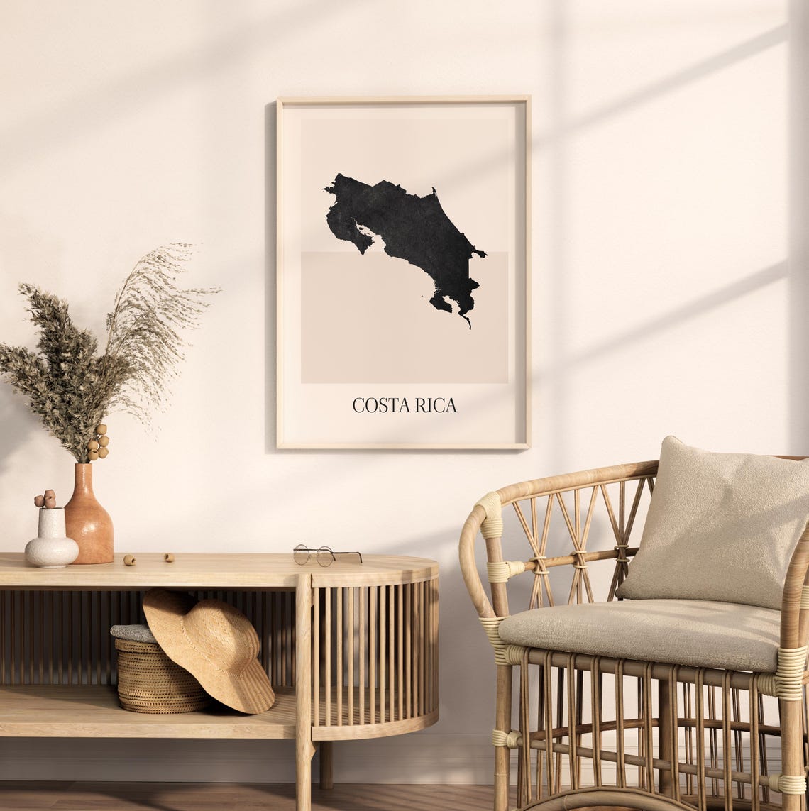 Costa Rica Country Map Silhouette Minimalist Black Art Poster - Image 2