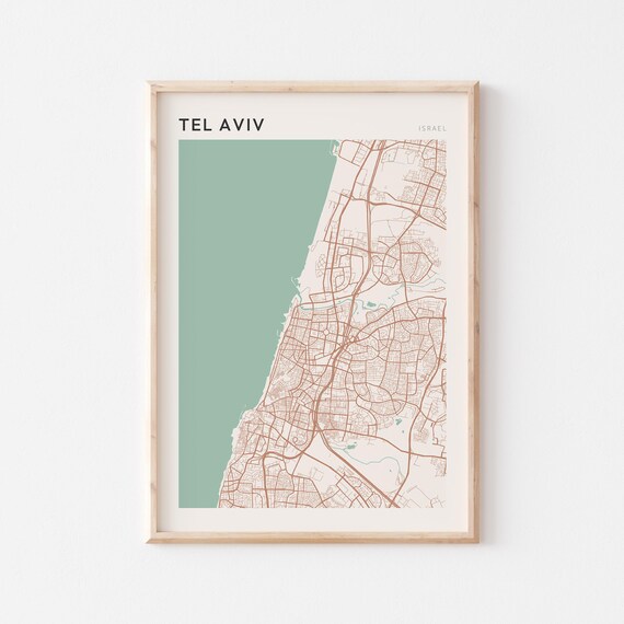 Tel Aviv Map Poster Print Wall Art Israel Travel Gift Minimalist