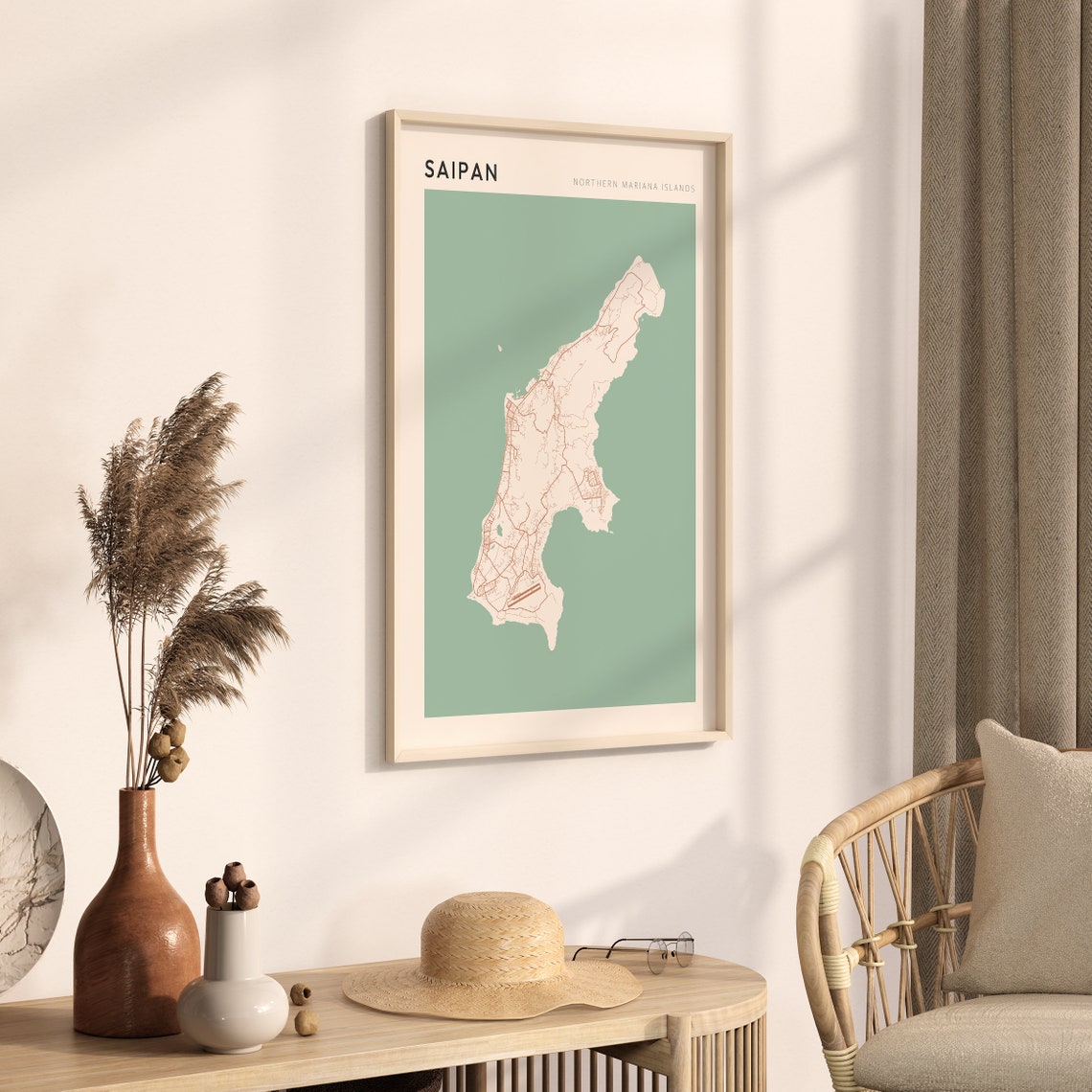 Saipan Northern Mariana Islands Minimalist Boho Island Map Poster - Image 3