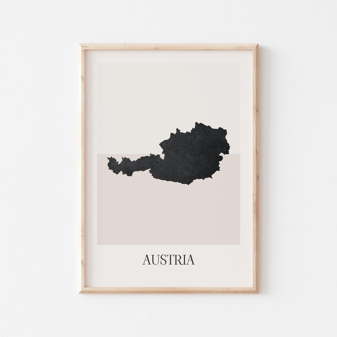 Austria Country Map Silhouette Minimalist Modern Beige Poster
