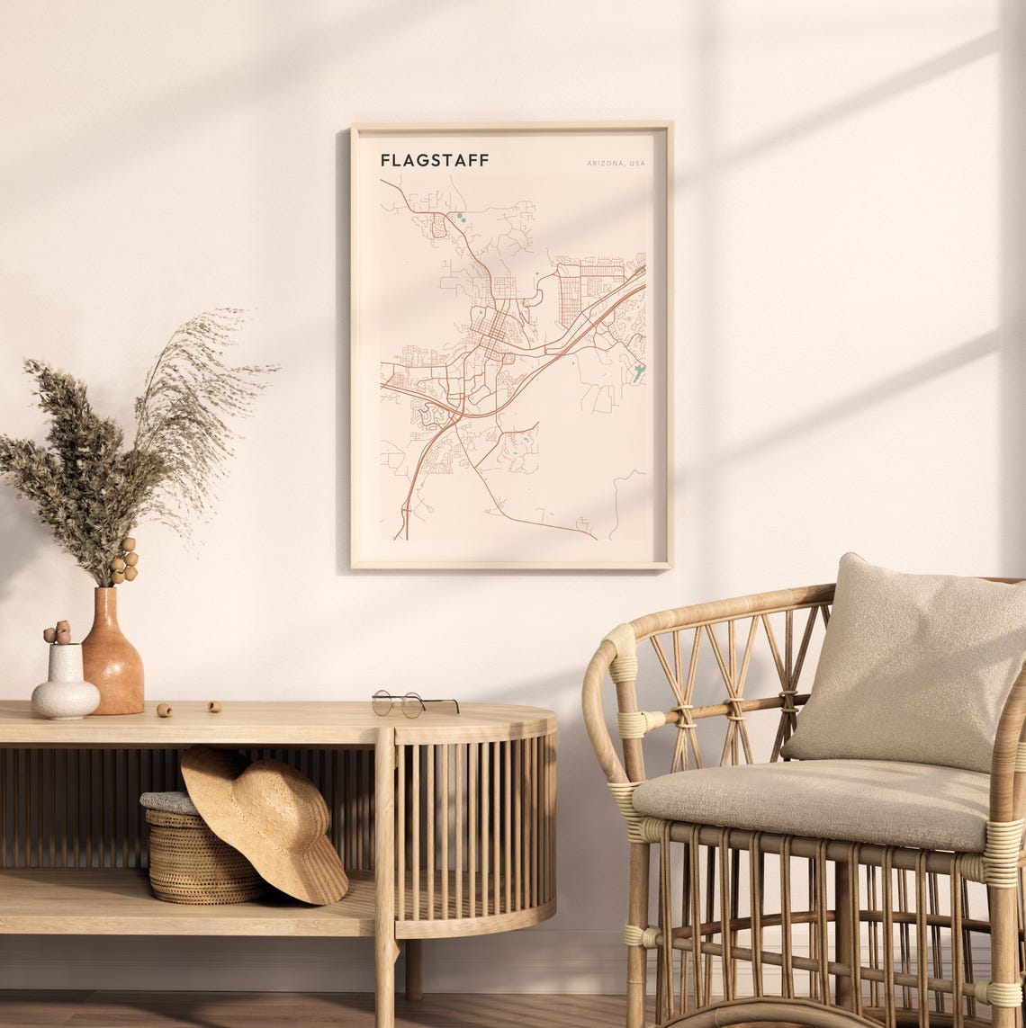 Flagstaff Arizona Modern Farmhouse City Map Poster for Entryway Walls - Image 2