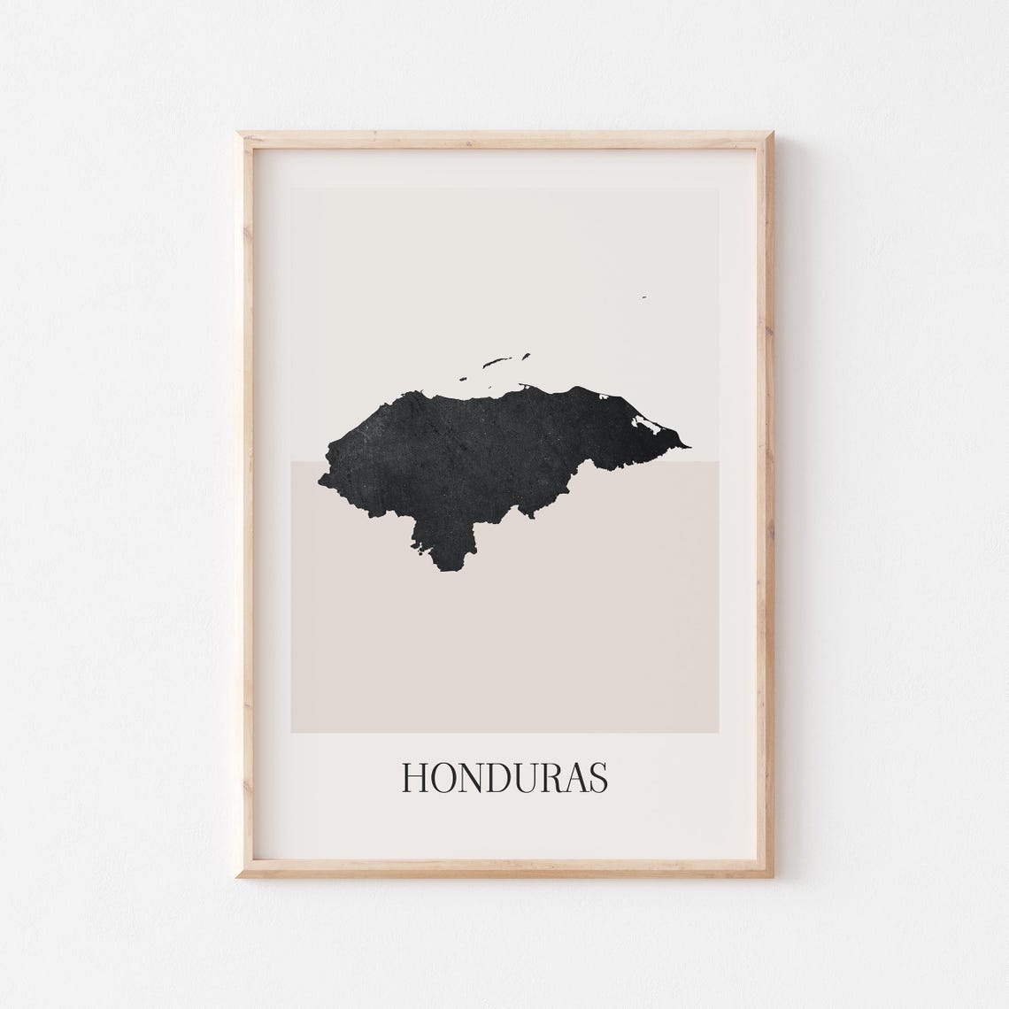 Honduras Country Map Black Silhouette Minimalist Boho Style Poster