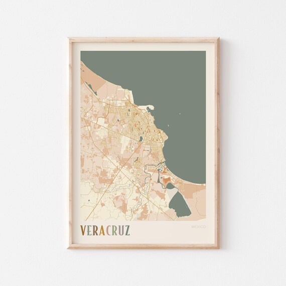 Veracruz Map Poster Print Wall Art Mexico Travel Gift Boho