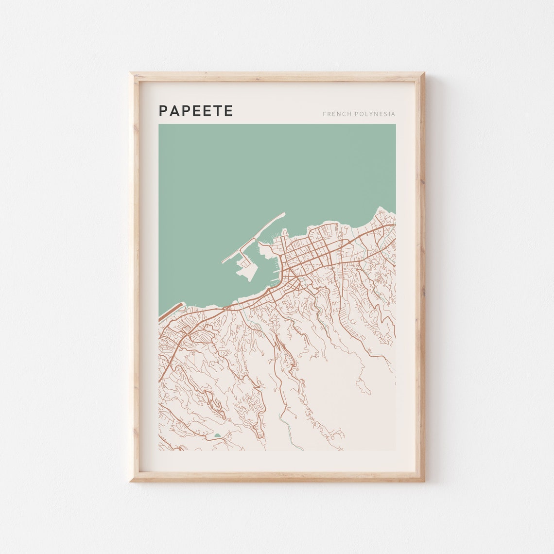 Papeete French Polynesia Minimalist Map Poster Tropical Harbour