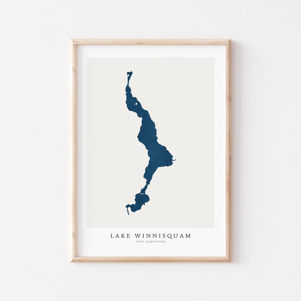 Lake Winnisquam New Hampshire Navy Minimalist Lake Map Art Poster