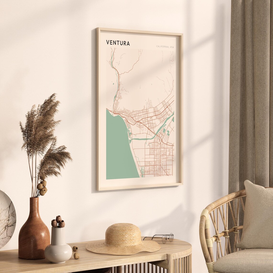 Ventura California Coastal Minimalist City Street Map Poster - Image 3