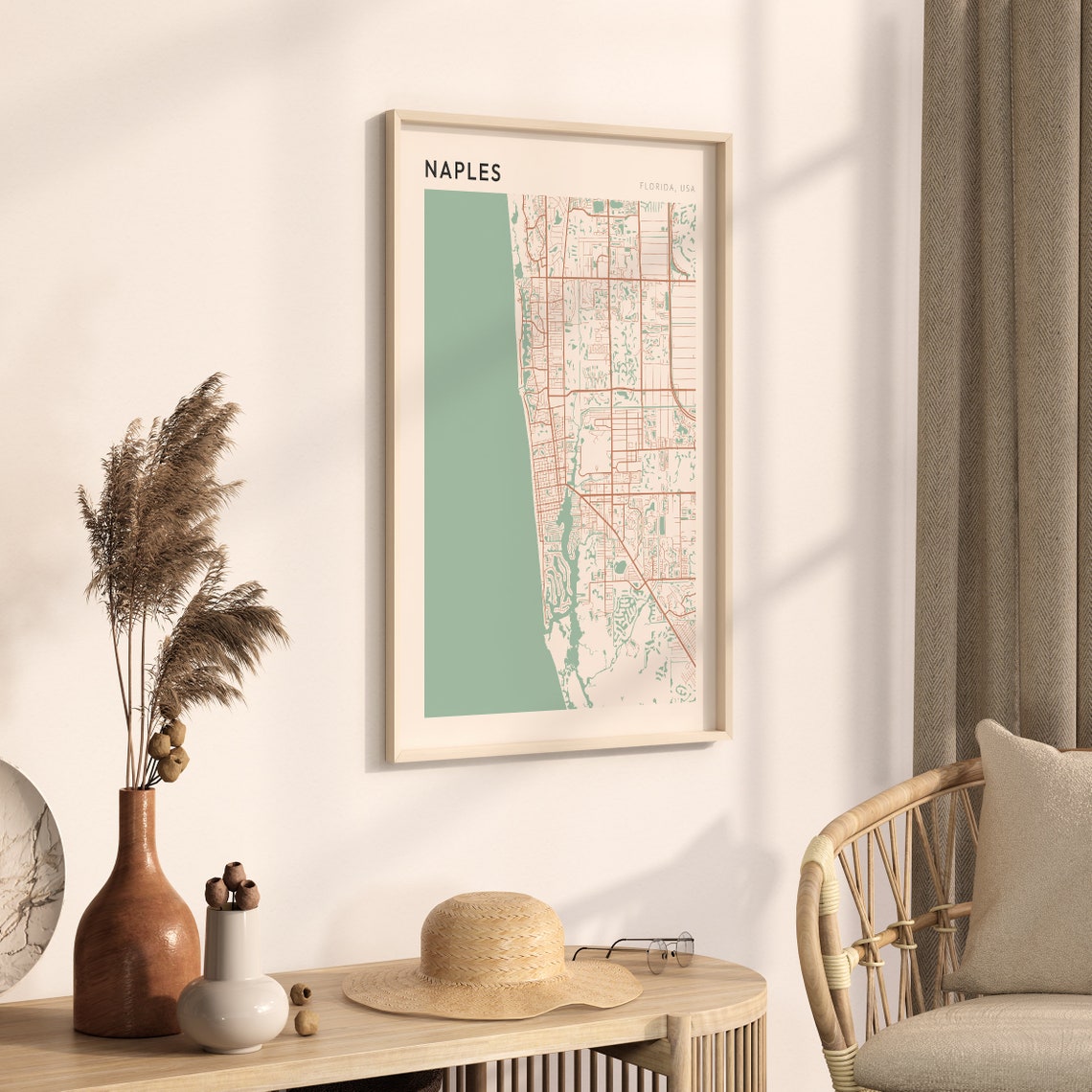 Naples Florida Modern Farmhouse City Map Poster for Modern Home Decor - Image 3