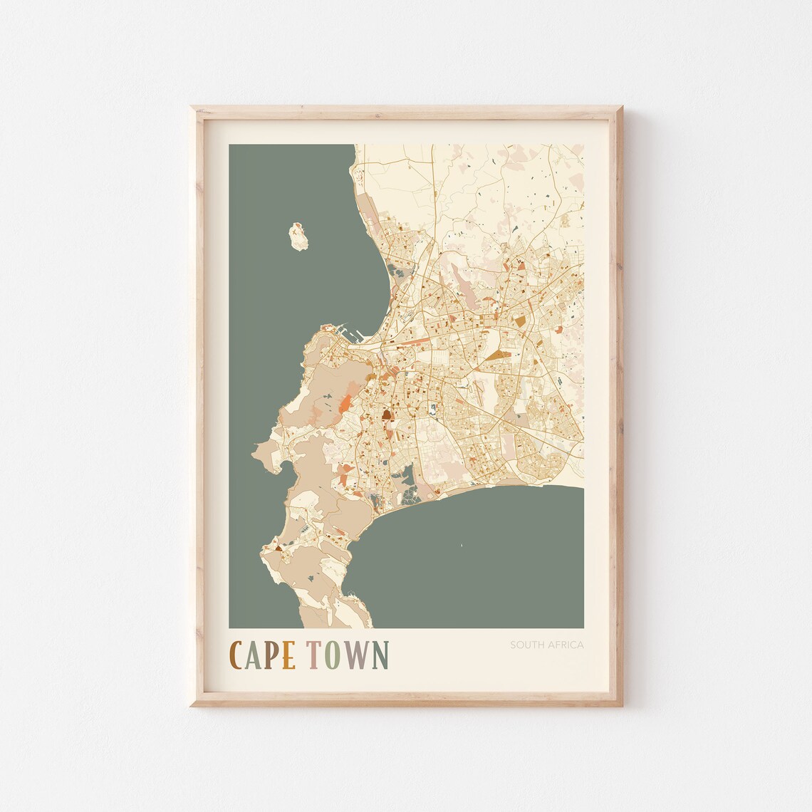 Cape Town Map Poster, Boho Travel Wall Art