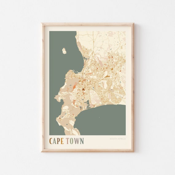 Cape Town Map Poster, Boho Travel Wall Art