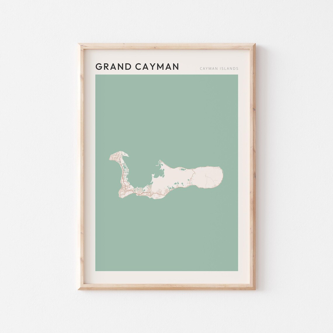 Grand Cayman Map Poster Print Wall Art Islands Travel Gift Minimalist