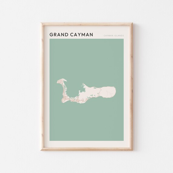 Grand Cayman Map Poster Print Wall Art Islands Travel Gift Minimalist