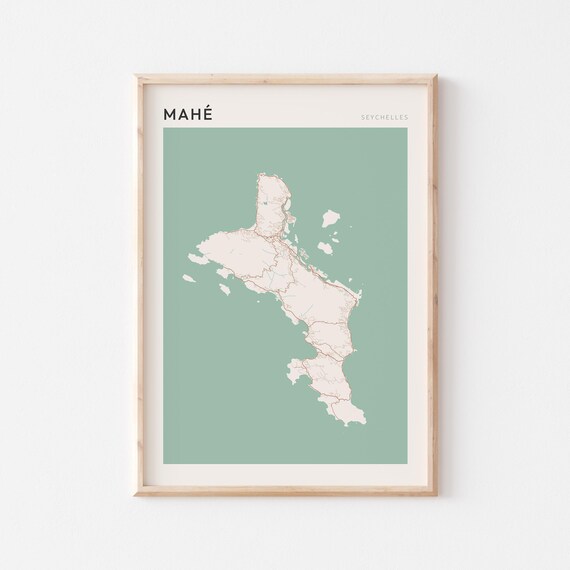 Mahe Map Poster Print Wall Art Seychelles Africa Travel Gift Minimalist