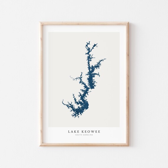 Lake Keowee Print Poster Art Wall Map House South Carolina