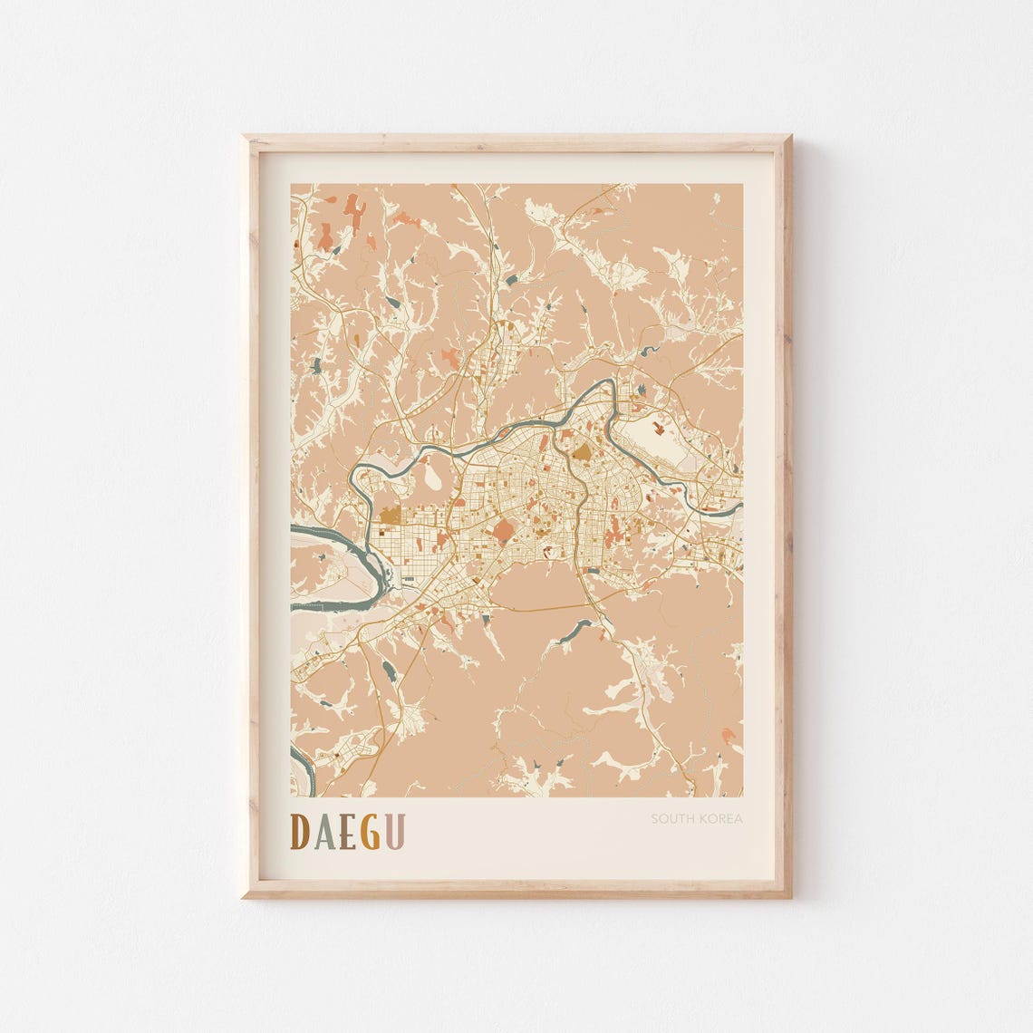 Daegu South Korea City Map Terracotta Minimalist Framed Poster