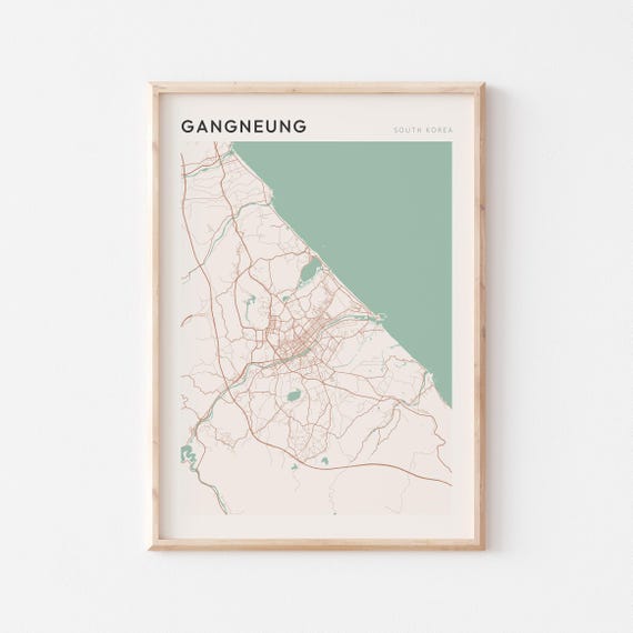 Gangneung Map Poster Print, Minimalist Travel Art