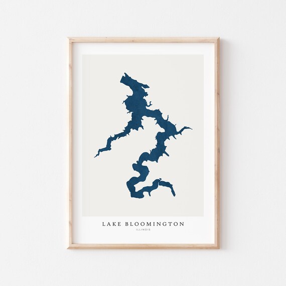Lake Bloomington Print Poster Art Wall Map House Gift Illinois