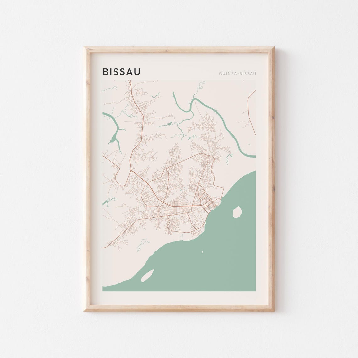 Bissau Guinea Bissau Africa Minimalist City Street Map Poster Decor