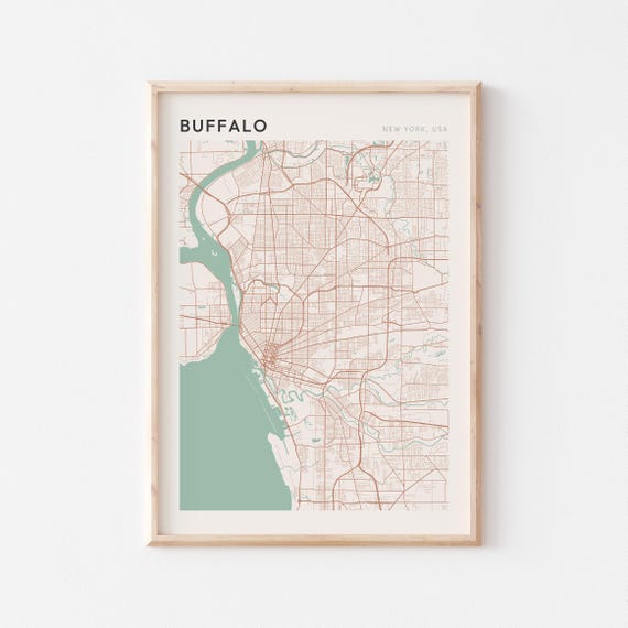 Buffalo Map Poster Buffalo Print Buffalo Poster Buffalo Wall Art New York Travel Gift Scandi Poster